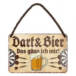 Deko Blechschild 18x12cm  Dart + Bier - Das gönn ich mir!
