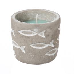 Duftkerze CITRONELLA - Echtwachs in Betontopf - Fischmuster - H: 7c...