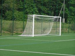 Eckverschweißtes Fußballtor, Typ 2, in Hülsen stehend - Alu-Weiß
