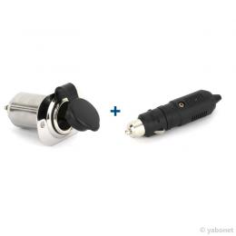 Einbausteckdose aus Edelstahl + 12V wasserfesten Stecker