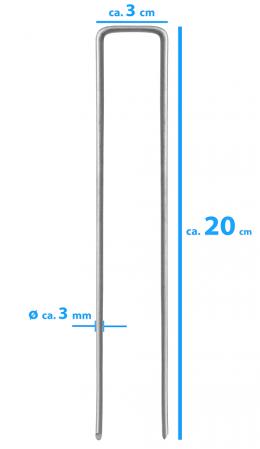 Erdanker (flach) 20 x 3 cm ø 3 mm - 100er Set