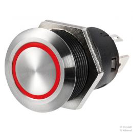Flat Schalter aus Edelstahl mit LED Schalter on-off LED rot 12 Volt