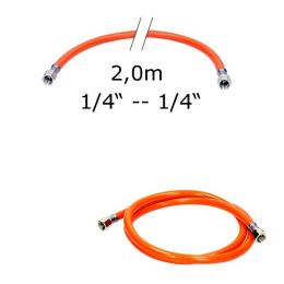 Gasschlauch 2,0m - Mitteldruck 6,3x3,5mm; Gummi + Gewebeeinlage - 1...