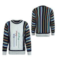 Herren Strickpullover - C11604 - Light Grey / Black / Green