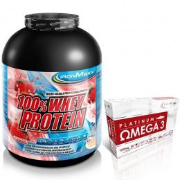 IronMaxx 100% Whey Protein 2350g Apfel-Zimt + Platinum Omega 3 - 60 Kapseln