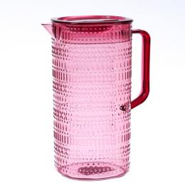 Kanne mit Deckel - Karaffe - Kunststoff - 2,3l - mit Muster - pink
