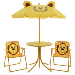 Kindersitzgruppe Löwe LIO - 2 Stühle und Tisch mit Sonnenschirm - 4...