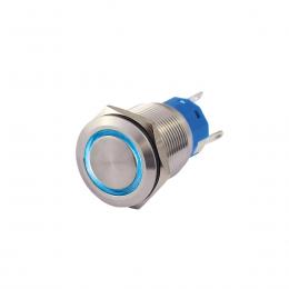 Metallschalter beleuchtet - mit blauem Leuchtring - max 230V 5A - I...
