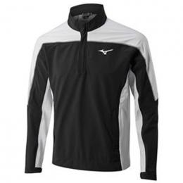 Mizuno Pro 1/4-Zip Regen-Jacke Herren | black-white S