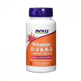 Now Foods Vitamin D3 & K2 1000iU 120 Kapseln