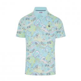 Original Penguin Golf SS All-over 60s Heri Polo Herren | tanager turquoise M