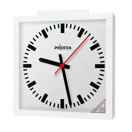 Peweta Funk-Wanduhr mit Sekundenanzeiger, 50x50 cm, Zifferblatt DIN-Balken, Batteriebetrieb
