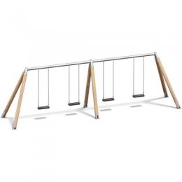 Playparc Vierfachschaukel Holz/Metall, Aufhängehöhe 245 cm