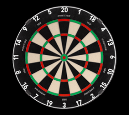 Precise 180 Endorphine Steeldartboard mit Nummernring - Classic White