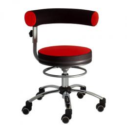 Sanus Gesundheitsstuhl Drehstuhl, Rot-Schwarz, Stoffbezug, Höhenverstellbar 42–51 cm