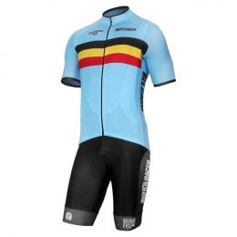 Set BELGISCHE NATIONALMANNSCHAFT 2022(Radtrikot + Radhose), für Herren, Fahrradb