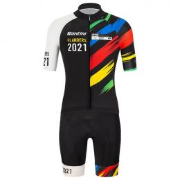 Set Flanders 2021 UCI Champion (Radtrikot + Radhose), für Herren, Fahrradbekleid