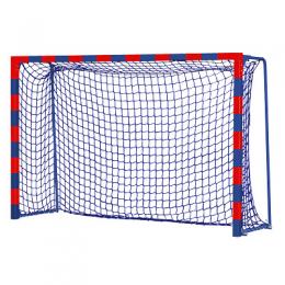 Sport-Thieme Handballtor „Colour“ mit anklappbaren Netzbügeln, Rot-Blau, Standard, Tortiefe 1 m