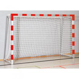 Sport-Thieme Handballtor in Bodenhülsen stehend, 3x2 m, Rot-Silber, Verschraubte Eckverbindungen