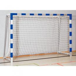 Sport-Thieme Handballtor in Bodenhülsen stehend mit anklappbaren Netzbügeln, 3x2 m, Blau-Silber, Verschweißte Eckverbindungen