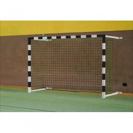 Sport-Thieme Handballtor mit Wandbefestigung, schwenkbar, Schwarz-Silber