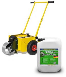 Sportplatz - Nassmarkierwagen (Roll-Liner)  + 1 Kanister Extra-Weiß 14 kg