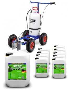 Sprühmarkierwagen (Handpumpe) - mit 16 L Behälter + 10 Kanister Extra-Weiß 14 kg