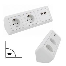 Steckdosenblock 2fach + 2x USB, Winkelmontage - Ideal für Küche, We...