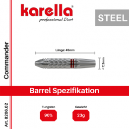 Steeldarts Karella Commander, silber, 90% Tungsten, 21g oder 23g 23g