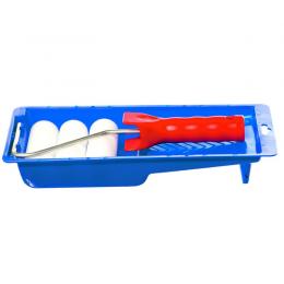 Streich Set: Farbwanne + Bügel + 3 Schaumwalzen