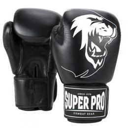 Super Pro Boxhandschuhe „Warrior“, 14 oz., Schwarz-Weiß