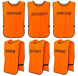 T-PRO Warnweste (Farbe: Orange) - Aufdruck: ORDNER, SECURITY oder PRESSE