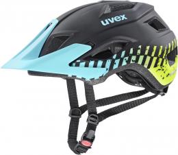 uvex Access Fahrradhelm (57-62 cm, 09 black/aqua/lime matt)