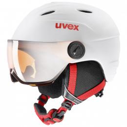 uvex Junior Visor Pro Kinderskihelm (54-56 cm, 13 white/red mat)