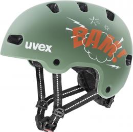 uvex Kid 4 Style Kinderfahrradhelm (51-55 cm, 02 bam moss green/papaya matt)