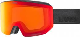 uvex lace Attract FM Skibrille mit Wechselscheibe (2030 black matt, mirror red/orange clear (S2 / S1))