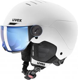 uvex Rocket Jr. Visor Kinderskihelm (54-58 cm, 10 white/black matt)