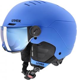 uvex Rocket Jr. Visor Kinderskihelm (54-58 cm, 20 blue matt, Scheibe: mirror blue (S2))