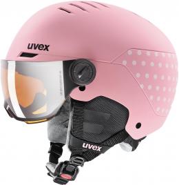 uvex Rocket Jr. Visor Kinderskihelm (54-58 cm, 50 pink confetti matt)