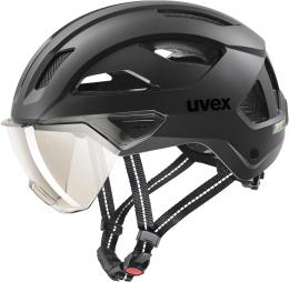 uvex Stride Visor Fahrradhelm (59-61 cm, 01 black matt (litemirror silver))