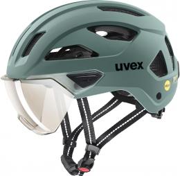 uvex Stride Visor Mips Fahrradhelm (56-59 cm, 02 sage green matt (litemirror silver))