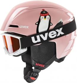 uvex Viti Kinder Skihelm Set (46-50 cm, 12 pink penguin)