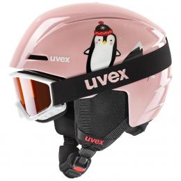 uvex Viti Kinder Skihelm Set (46-50 cm, 15 pink penguin)