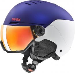 uvex Wanted Visor Skihelm (54-58 cm, 90 purple bash/white matt)