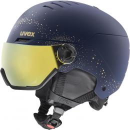 uvex Wanted Visor Women Edition Skihelm (54-58 cm, 50 polar sparkles/gold matt)