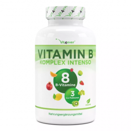Vit4ever Vitamin B Komplex Intenso - alle 8 B-Vitamine + 3 Co-Faktoren, 240 Kapseln