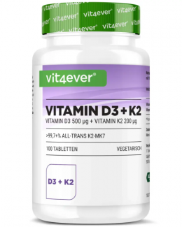 Vit4ever Vitamin D3 20.000 I.E. + Vitamin K2 200mcg, 100 Tabletten