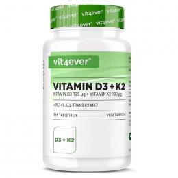 Vit4ever Vitamin D3 5000 I.E. 125 ?g + K2 100 ?g 365 Tabletten