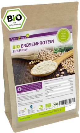 Vita2You Bio Erbsenprotein 1000g - 85% Protein - Isolat - Glutenfrei - Eiweis...