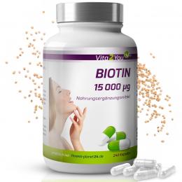 Vita2You Biotin 15.000 mcg (Vitamin B7) 240 Kapseln - hochdosiert - 15mg Angebot kostenlos vergleichen bei topsport24.com.